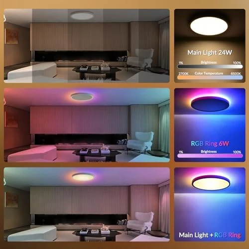 Smart RGB LED Ceiling Light with Remote — Smart Light Bulb, TITISLUMP