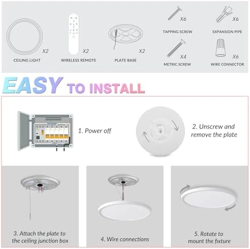 Smart RGB LED Ceiling Light with Remote — Smart Light Bulb, TITISLUMP