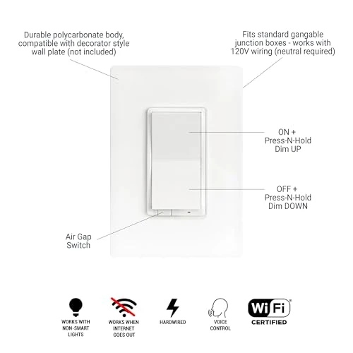 Smart Wi-Fi Dimmer Switch — Smart Switch, HALO