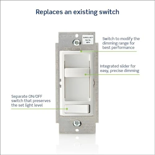 SureSlide Dimmer Switch for Dimmable LED, Halogen and Incandescent Bulbs — Smart Switch, Leviton