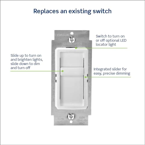 SureSlide Dimmer Switch for Dimmable LED, Halogen and Incandescent Bulbs — Smart Switch, Leviton