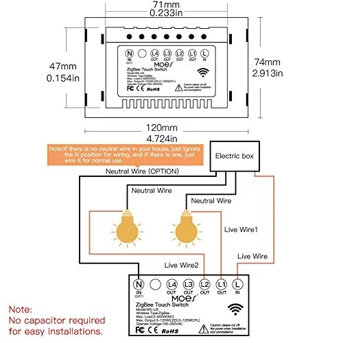 ZigBee Smart Touch Wall Light Switch — Smart Switch, MOES