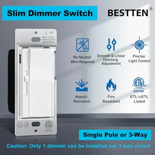 3 Pack Slide Dimmer Light Switch — Smart Switch, BESTTEN