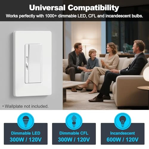 3 Pack Slide Dimmer Light Switch — Smart Switch, BESTTEN
