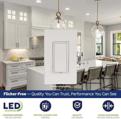 Decora Slide LED Advanced Dimmer Switch for 150W Dimmable LED, Halogen and Incandescent Bulbs and Fixtures — Smart Switch, Leviton
