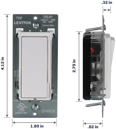 Decora Slide LED Advanced Dimmer Switch for 150W Dimmable LED, Halogen and Incandescent Bulbs and Fixtures — Smart Switch, Leviton