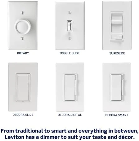 Decora Slide LED Advanced Dimmer Switch for 150W Dimmable LED, Halogen and Incandescent Bulbs and Fixtures — Smart Switch, Leviton