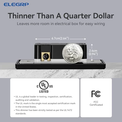 Digital Dimmer Light Switch for 300W Dimmable LED/CFL and 600W Incandescent/Halogen, Single Pole/3-Way LED Slide Dimmer,... — Smart Switch, ELEGRP