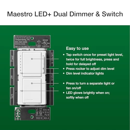 LED+ Dual Dimmer and Switch — Smart Switch, Lutron