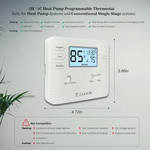 Programmable Thermostat for Heat Pump — Smart Thermostat, Riseem