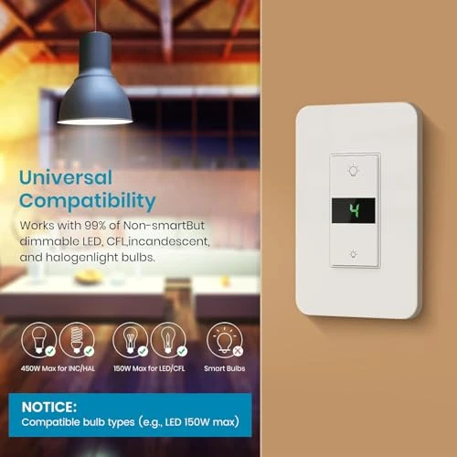 Smart Dimmer Switch 2-Gang Digital Display — Smart Switch, Milfra