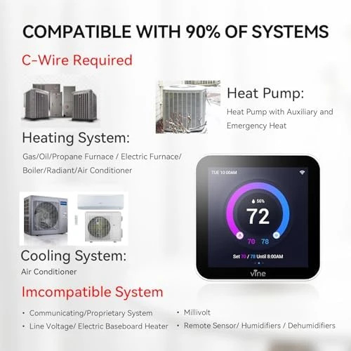 Smart Thermostat Larger Color Screen — Smart Thermostat, vine