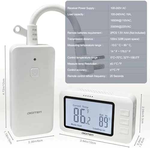 Wireless Thermostat Outlet — Smart Thermostat, DIGITEN