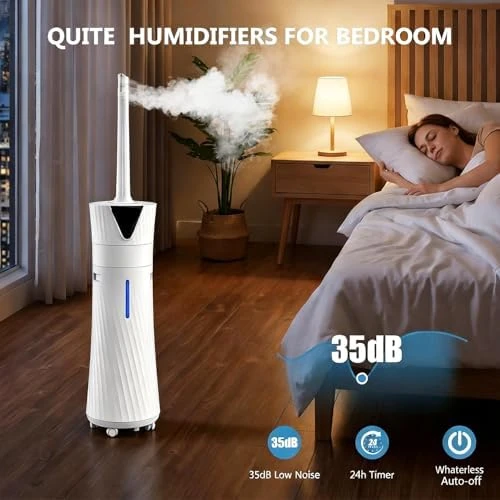 Humidifier for Bedroom Large Room – Ultra Quiet, 56H Runtime, Smart App & Remote — Humidifier, MONISEN