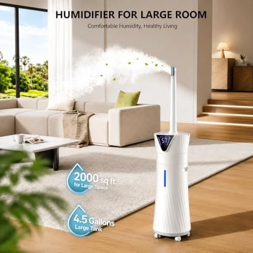 Humidifier for Bedroom Large Room – Ultra Quiet, 56H Runtime, Smart App & Remote — Humidifier, MONISEN