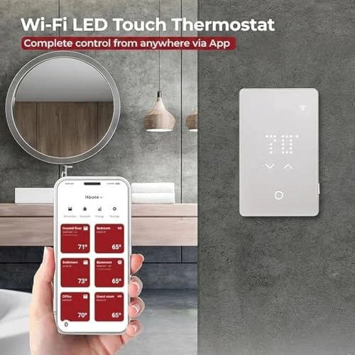 LED Smart Heated Floor Thermostat - WiFi & Touchscreen - 120/240V - Programmable with Voice Control - UWG5-4999 with... — Smart Thermostat, Warming Systems