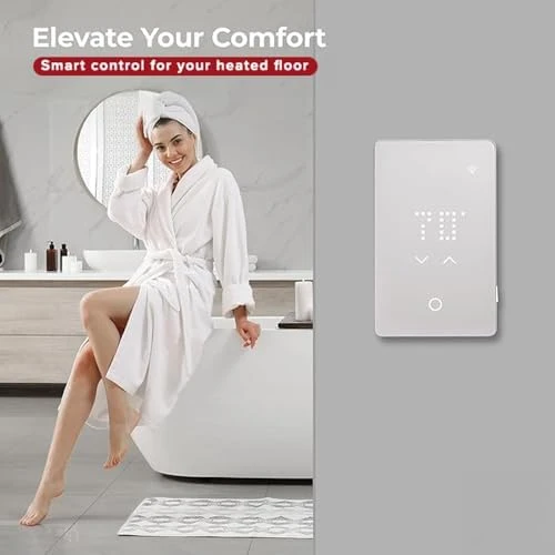 LED Smart Heated Floor Thermostat - WiFi & Touchscreen - 120/240V - Programmable with Voice Control - UWG5-4999 with... — Smart Thermostat, Warming Systems