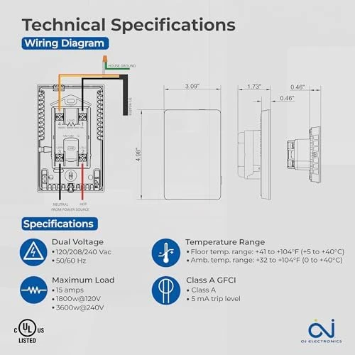 LED Smart Heated Floor Thermostat — Smart Thermostat, OJ Microline