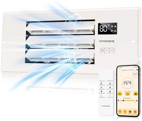 Register Booster Fan - 4'' x 12'' Opening with Adjustable Louver — Smart Fan, VIVOHOME