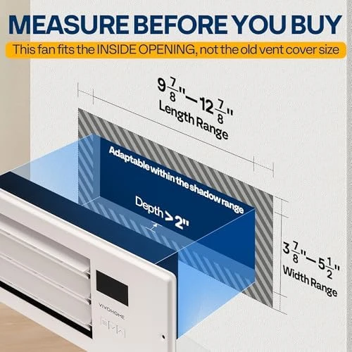 Register Booster Fan - 4'' x 12'' Opening with Adjustable Louver — Smart Fan, VIVOHOME