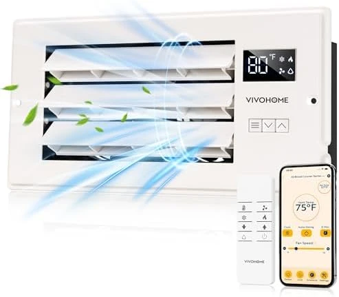 Register Booster Fan - 4'' x 12'' Opening with Adjustable Louver — Smart Fan, VIVOHOME