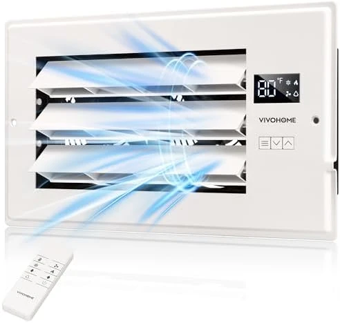 Register Booster Fan - 4'' x 12'' Opening with Adjustable Louver — Smart Fan, VIVOHOME