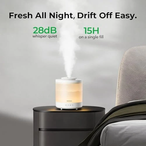 Small Humidifiers - 2 Packs 1.5L Cool Mist Top Fill Humidifier — Humidifier, Homvana