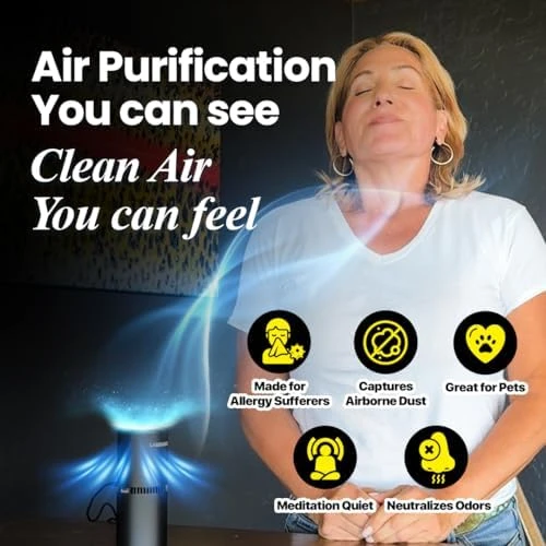 Small Ionic Air Purifier for Home & Bedroom – Silent HEPA Filter – Covers 250 Sq Ft – For Pet Hair, Smoke, Dust, Odors &... — Air Purifier, Lab Charge