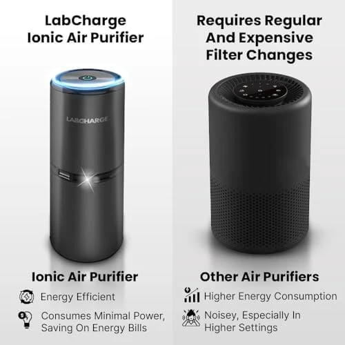 Small Ionic Air Purifier for Home & Bedroom – Silent HEPA Filter – Covers 250 Sq Ft – For Pet Hair, Smoke, Dust, Odors &... — Air Purifier, Lab Charge