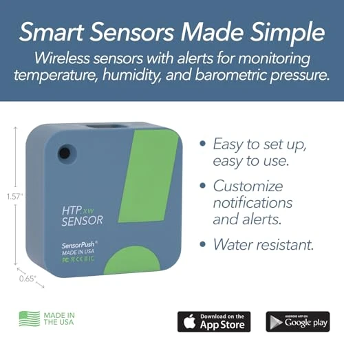 Smart Temperature Sensor & Humidity Sensor - Thermometer, Barometer, & Hygrometer with App Monitoring — Mold Detector, SensorPush
