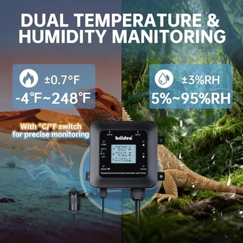 Smart WiFi Temperature and Humidity Controller with Timer Outlet — Smart Thermostat, briidea