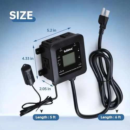 Smart WiFi Temperature and Humidity Controller with Timer Outlet — Smart Thermostat, briidea