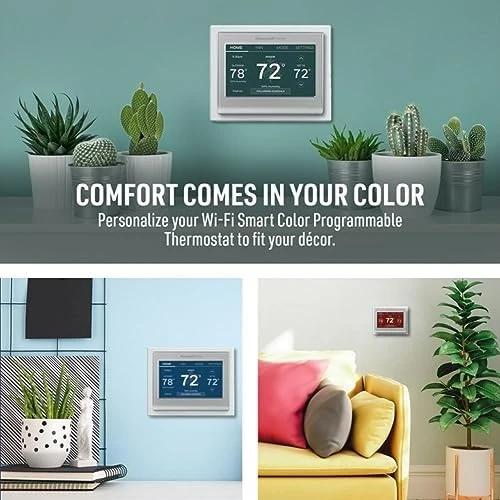 Wi-Fi Smart Color Thermostat + Wall Plate — Smart Thermostat, Honeywell