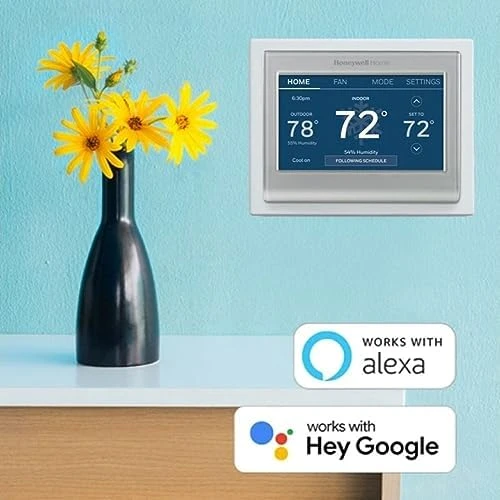 Wi-Fi Smart Color Thermostat + Wall Plate — Smart Thermostat, Honeywell