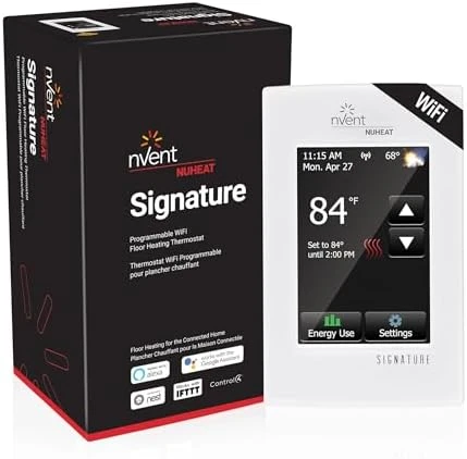 Programmable WiFi Dual-Voltage Floor Heating Thermostat with Touchscreen Interface — Smart Thermostat, nVent Nuheat