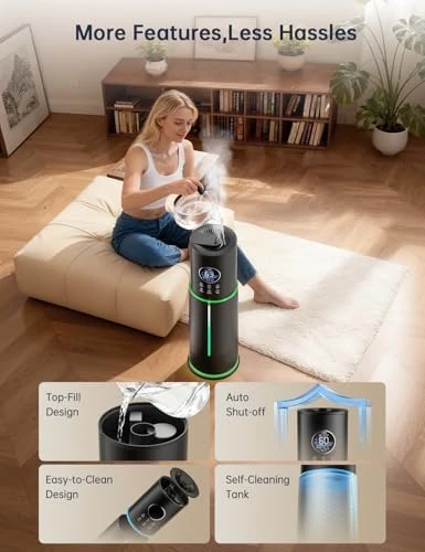 10L/2.64 Gal Humidifier for Large Room 600ft² 60H Runtime 24H Timer Auto Mode APP & Remote Control Top Fill Diffuser... — Humidifier, let'me