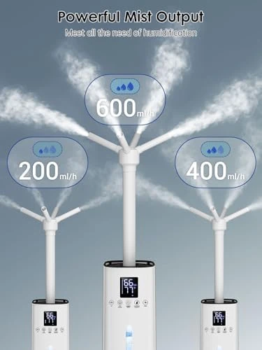 15L/4Gal Humidifier Large Room, 600mL/h Misting, 1200ft² Coverage, Auto Humidity Control, 72H Runtime, Top Fill, Aroma... — Humidifier, Nexva