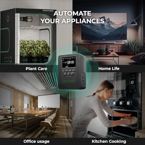 2-in-1 Smart Timer Outlet Dual Outlet App Control Custom Programmable 12 On/Off for Home Office and Plant Growth Use — Smart Plug, Mars Hydro