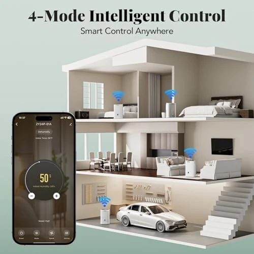 Dehumidifier for Basement & Home, Up to 5500 Sq. Ft, 90 Pint Smart Wi-Fi Control — Dehumidifier, Pauvoern