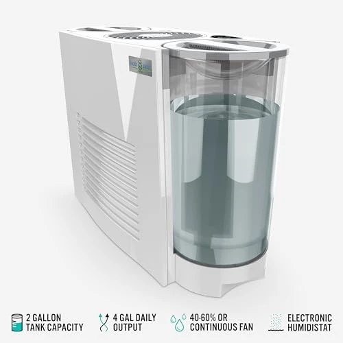 Energy Smart Evaporative Humidifier with 2 Gallon Dual Tank Capacity — Humidifier, Vornado