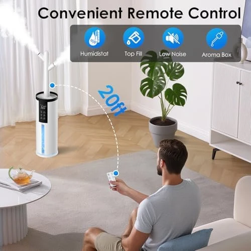Humidifiers for Bedroom - Quiet Top Fill Cool & Warm Mist Humidifier Large Room with Humidistat — Humidifier, GloryAir