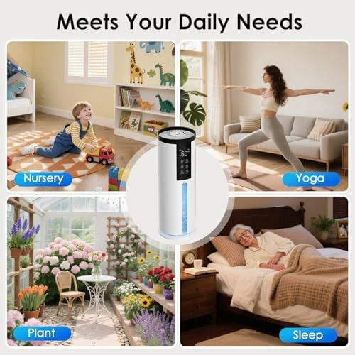 Humidifiers for Bedroom - Quiet Top Fill Cool & Warm Mist Humidifier Large Room with Humidistat — Humidifier, GloryAir
