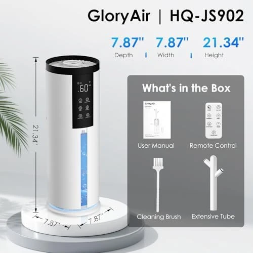 Humidifiers for Bedroom - Quiet Top Fill Cool & Warm Mist Humidifier Large Room with Humidistat — Humidifier, GloryAir