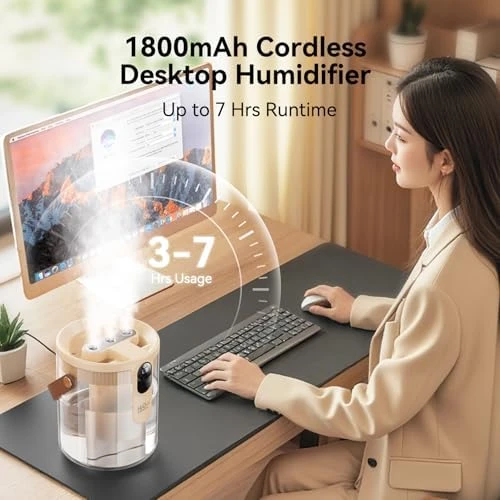 Portable Top Fill Humidifier with Night Light — Humidifier, KIMMOO