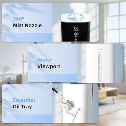 Ultrasonic Cool Mist Humidifier with Timer and Humidistat — Humidifier, let'me