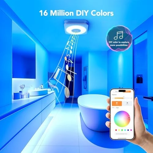 4-in-1 Smart Bathroom Exhaust Fan with Light, Bluetooth Speaker & Humidity Sensor — Smart Fan, OREiN