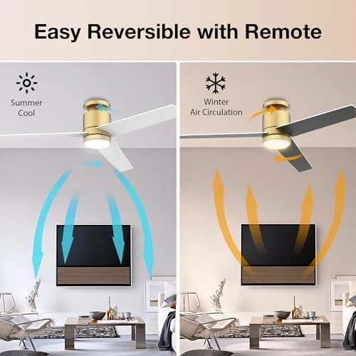 52” Smart Flush Mount Ceiling Fan with Lights and Remote — Smart Fan, Lorpies