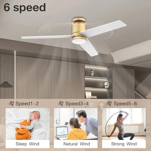 52” Smart Flush Mount Ceiling Fan with Lights and Remote — Smart Fan, Lorpies