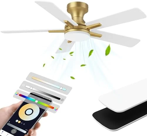 52” Smart Flush Mount Ceiling Fan with Lights and Remote — Smart Fan, Lorpies