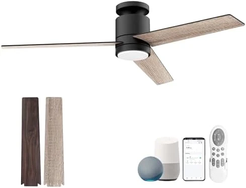52” Smart Flush Mount Ceiling Fan with Lights and Remote — Smart Fan, Lorpies